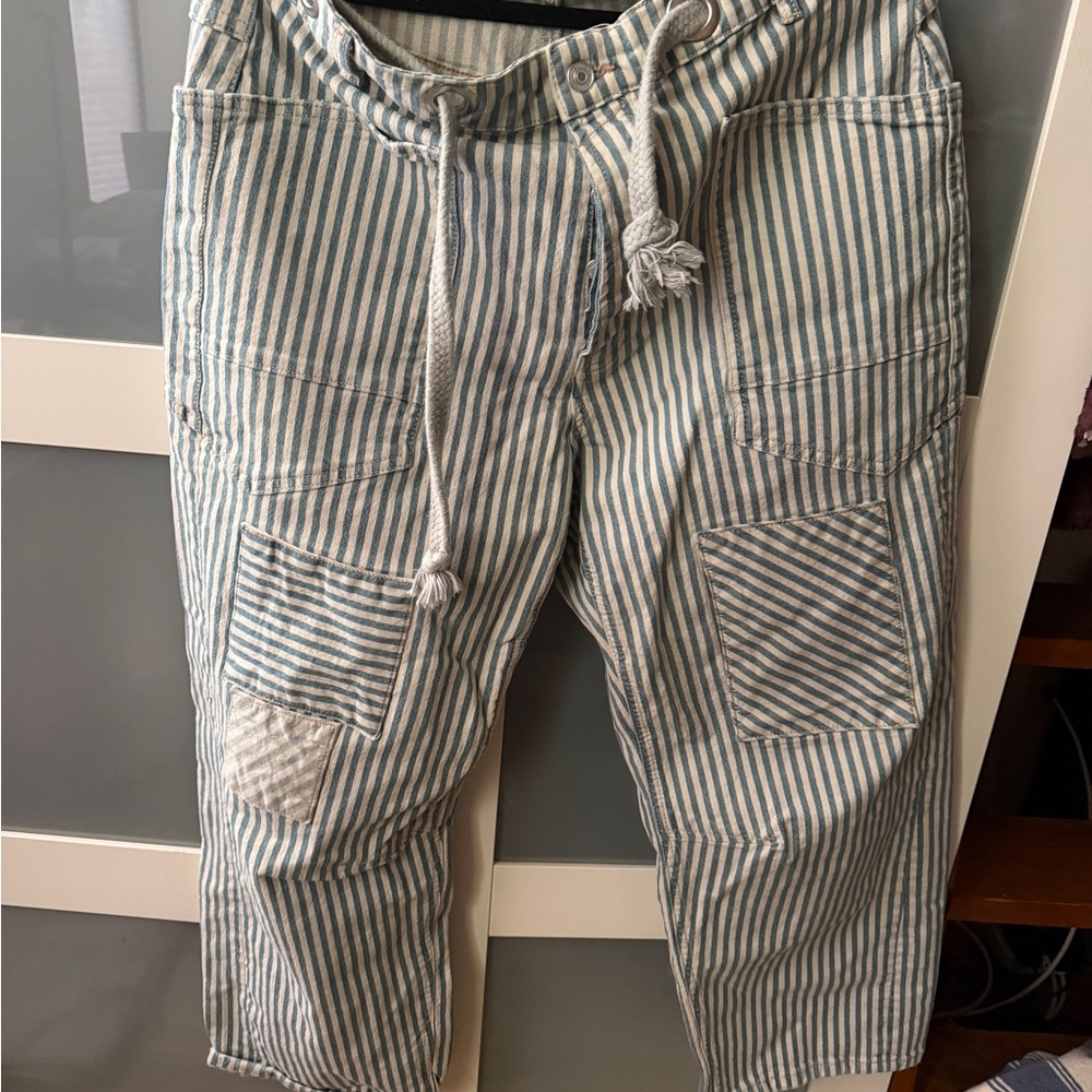 We The Free Blue and White Striped Moxi Pants